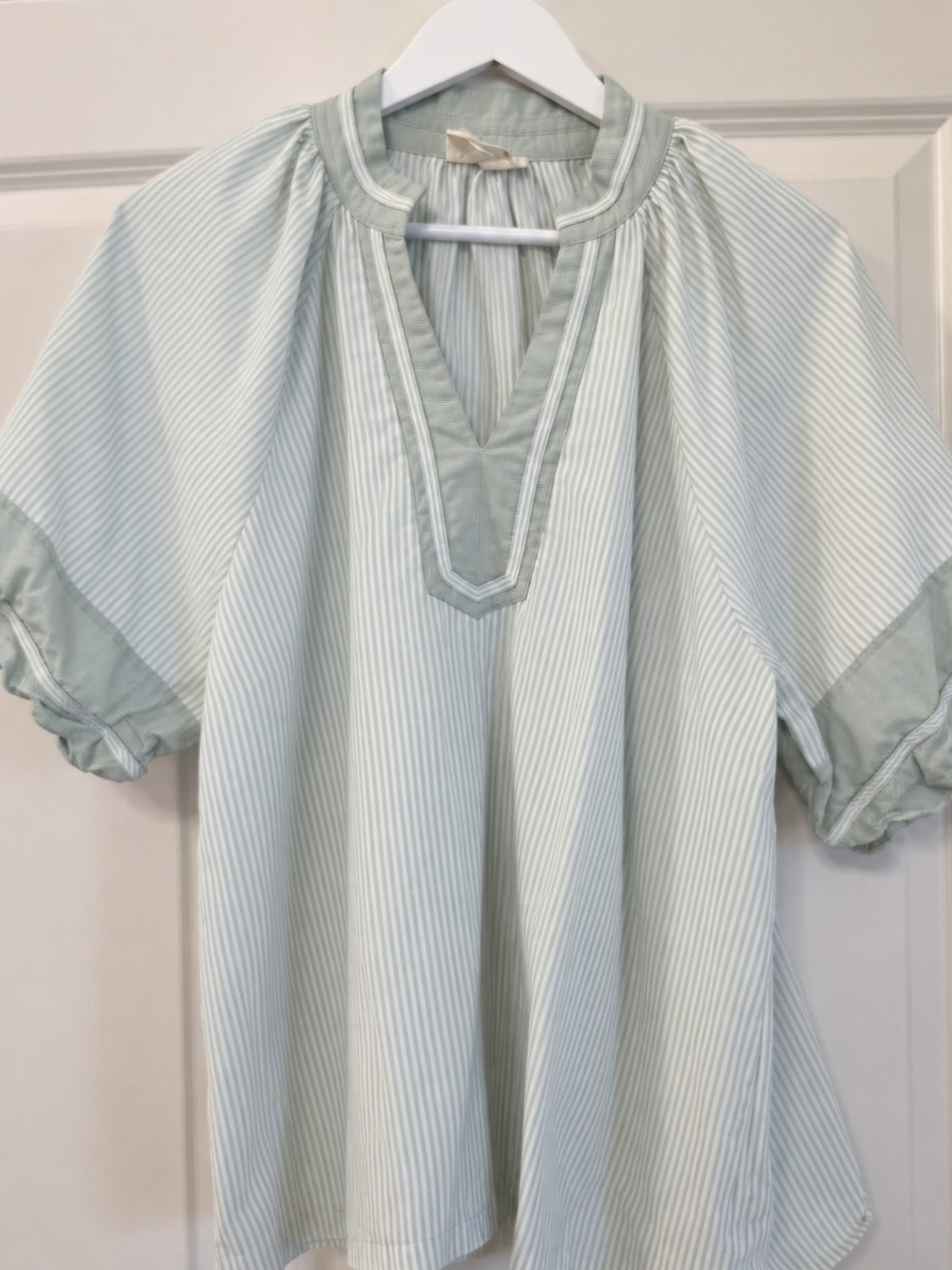 Umgee Striped Mint V-Notch Women's Tunic Top